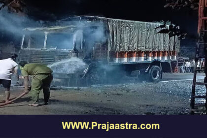 ಗೋಮಾಂಸ ಸಾಗಿಸುತ್ತಿದ್ದ ಟ್ರಕ್ ಗೆ ಬೆಂಕಿ