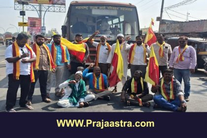 ಮಹಾರಾಷ್ಟ್ರದ ಬಸ್ಸಿಗೆ ಕನ್ನಡದ ಬಾವುಟ ಕಟ್ಟಿ ಶಿವಸೇನೆಗೆ ತಿರುಗೇಟು