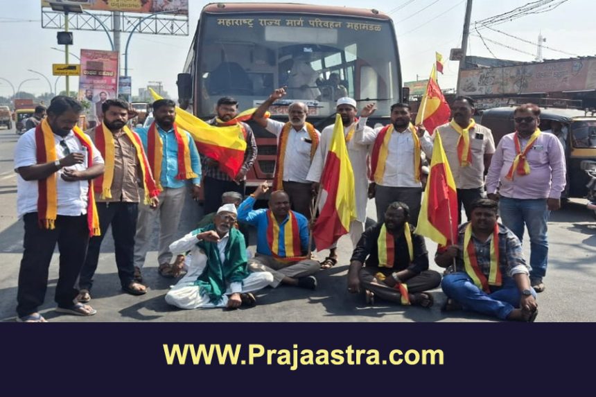 ಮಹಾರಾಷ್ಟ್ರದ ಬಸ್ಸಿಗೆ ಕನ್ನಡದ ಬಾವುಟ ಕಟ್ಟಿ ಶಿವಸೇನೆಗೆ ತಿರುಗೇಟು ಮಹಾರಾಷ್ಟ್ರದ ಬಸ್ಸಿಗೆ ಕನ್ನಡದ ಬಾವುಟ ಕಟ್ಟಿ ಶಿವಸೇನೆಗೆ ತಿರುಗೇಟು