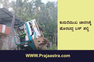 ಚಿಕ್ಕಮಗಳೂರು: ಬಸ್ ಪಲ್ಟಿ, ನಾಲ್ಕು ಜನರಿಗೆ ಗಂಭೀರ ಗಾಯ
