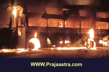 ಶಿವಮೊಗ್ಗ: ಹೊತ್ತಿ ಉರಿದ ಬಸ್, 40 ಪ್ರಯಾಣಿಕರು ಪಾರು